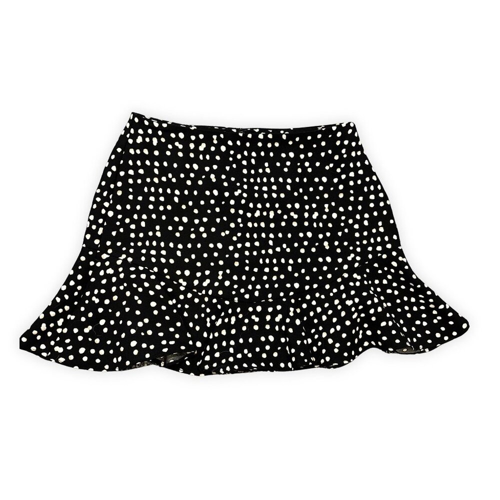Banana Republic Polka Dotted Flounce Skirt | Size OP | Classic Black and White